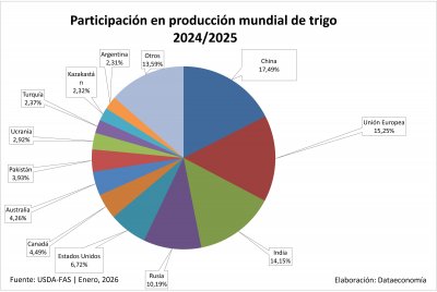Países con mayor participación en la producción mundial de trigo