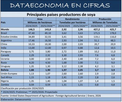 Principales países productores de soya